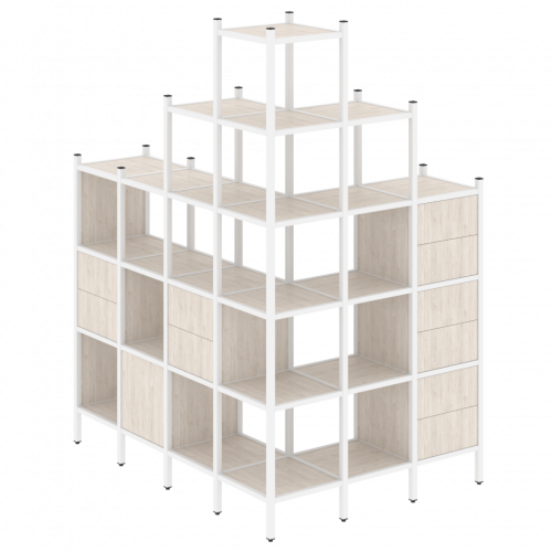 Loft Угловой внешний стеллаж наборный VR.L-56 Денвер светлый/Белый металл 1694*1278*2280