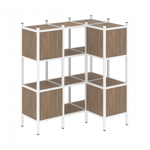Loft Угловой внутренний стеллаж наборный VR.L-29 Дуб аризона/Белый металл 1278*862*1458