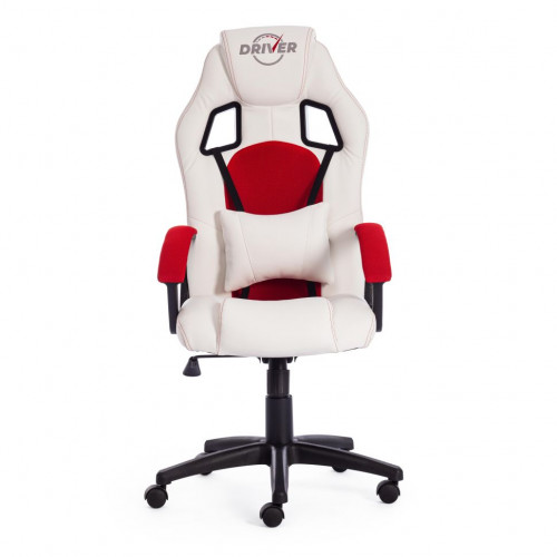 Кресло DRIVER, кож/зам/ткань, белый/красный, 36-01/08