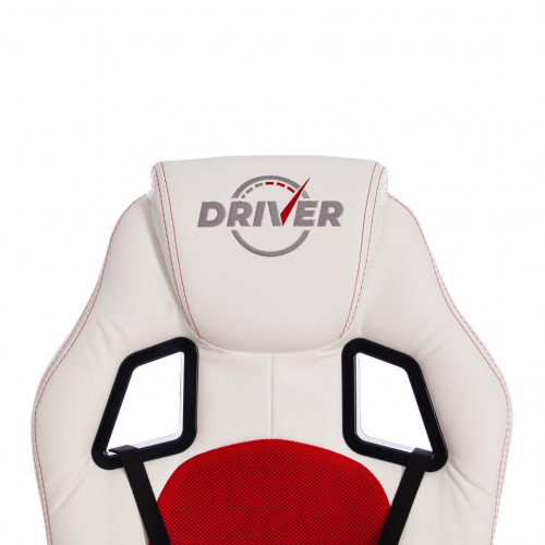 Кресло DRIVER, кож/зам/ткань, белый/красный, 36-01/08