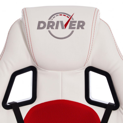 Кресло DRIVER, кож/зам/ткань, белый/красный, 36-01/08