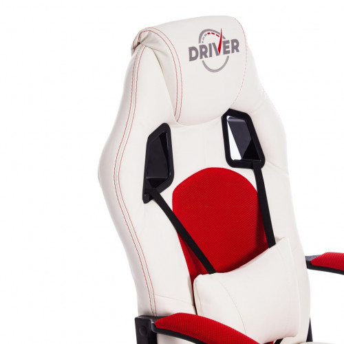 Кресло DRIVER, кож/зам/ткань, белый/красный, 36-01/08