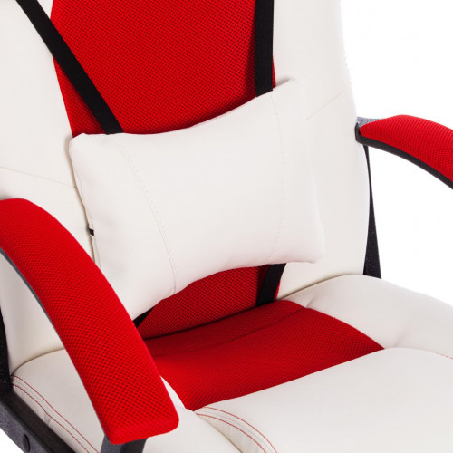 Кресло DRIVER, кож/зам/ткань, белый/красный, 36-01/08
