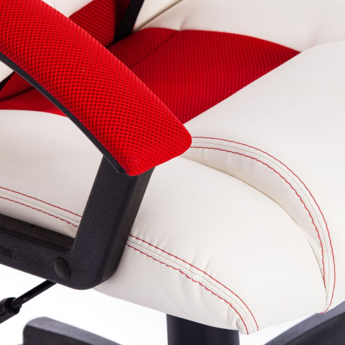 Кресло DRIVER, кож/зам/ткань, белый/красный, 36-01/08