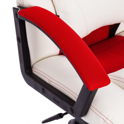 Кресло DRIVER, кож/зам/ткань, белый/красный, 36-01/08