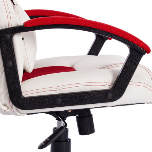 Кресло DRIVER, кож/зам/ткань, белый/красный, 36-01/08