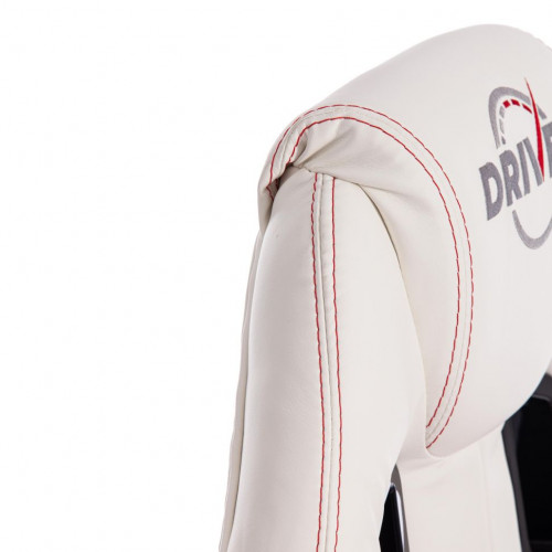 Кресло DRIVER, кож/зам/ткань, белый/красный, 36-01/08