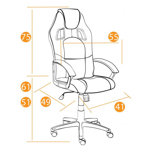 Кресло DRIVER, кож/зам/ткань, белый/красный, 36-01/08