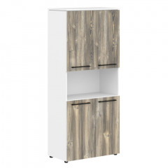 Шкаф с 2-мя комплектами глухих малых дверей MHC 85.4 Дуб Базель/Белый 854х423х1956 MORRIS