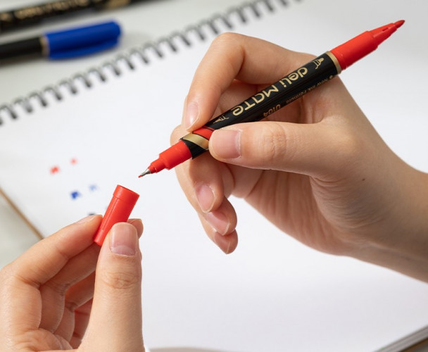 Набор маркеров перманентных Deli EU201-MT Mate круг. двойной пиш. наконечник 0.5-1мм с клипом 3цв. ассорти блистер (3шт.)