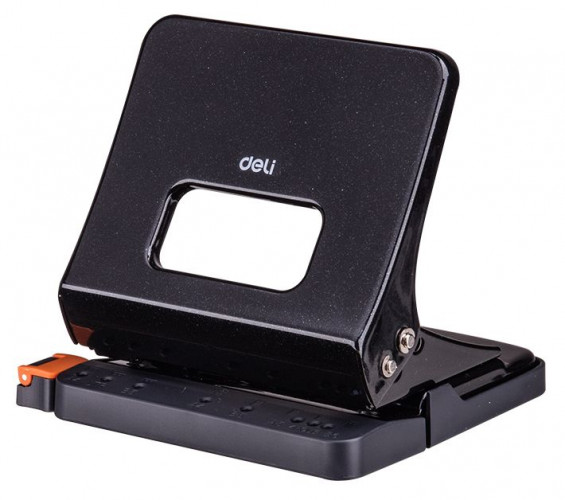 Дырокол Deli E0142black макс.:25лист. металл черный отв.:2 с линейкой