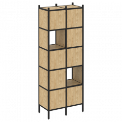 Loft Прямой стеллаж наборный VR.L-05 Тиквуд светлый/Чёрный металл 862*446*1869