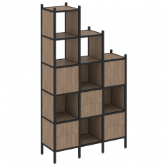 Loft Прямой стеллаж наборный VR.L-22 Дуб аризона/Чёрный металл 1278*446*2280