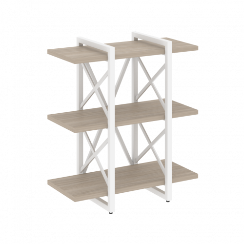 Loft Стеллаж на регулируемых опорах-3 полки VR.L-MST.O-3.4V Дуб аттик/Белый металл 800*400*910