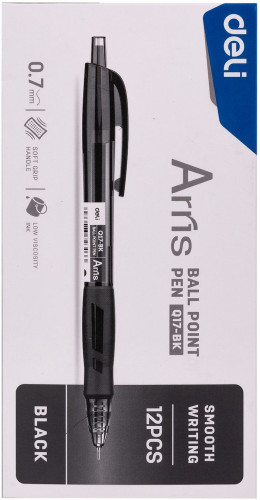 Ручка шариков. автоматическая Deli Arris EQ17-BK черн d=0.7мм черн. черн. резин. манжета