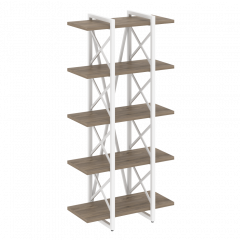 Loft Стеллаж на регулируемых опорах-5 полок VR.L-MST.O-5.4V Тиквуд тёмный/Белый металл 800*400*1650