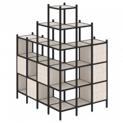 Loft Угловой внешний стеллаж наборный VR.L-56 Денвер светлый/Чёрный металл 1694*1278*2280