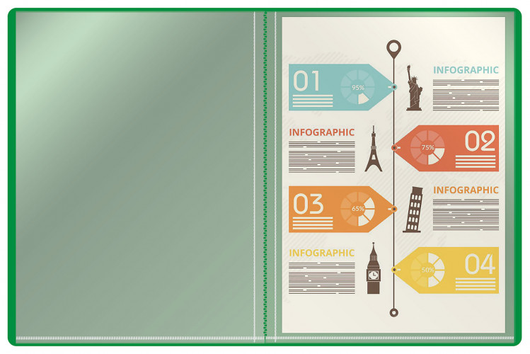Папка с 30 прозр.вклад. Buro -ECB30GREEN A4 пластик 0.5мм зеленый