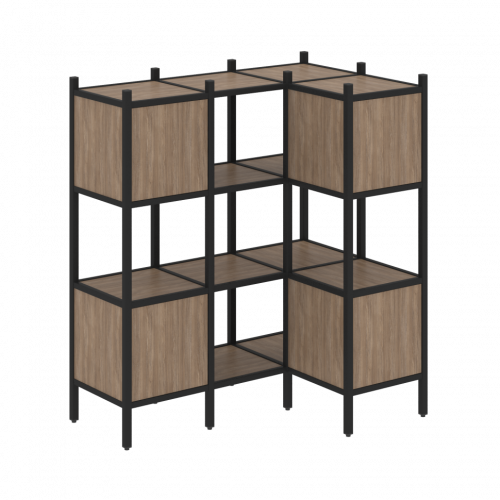 Loft Угловой внутренний стеллаж наборный VR.L-29 Дуб аризона/Чёрный металл 1278*862*1458