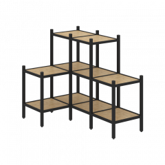 Loft Угловой внутренний стеллаж наборный VR.L-37 Тиквуд светлый/Чёрный металл 862*1278*1047