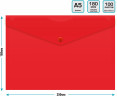 Конверт на кнопке Бюрократ -PK804A5NRED A5 непрозрачный пластик 0.18мм красный