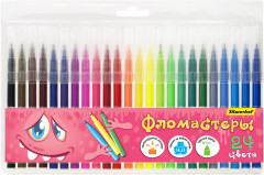 Фломастеры Silwerhof Монстрики 9мм 145мм круг. пулевидный пиш. наконечник Вентилируемый 24цв. пакет с европодвесом