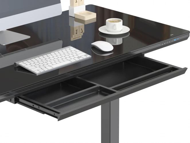 Стол для компьютера Cactus подъёмный столешница стекло черный каркас черный (CS-EGD-BBK)