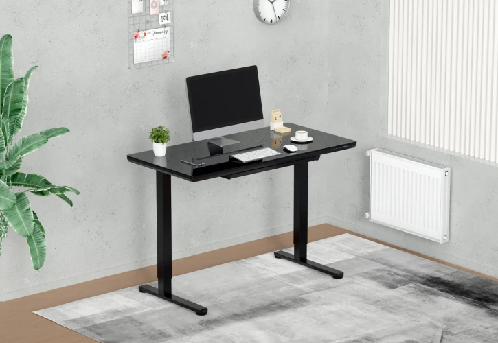 Стол для компьютера Cactus подъёмный столешница стекло черный каркас черный (CS-EGD-BBK)