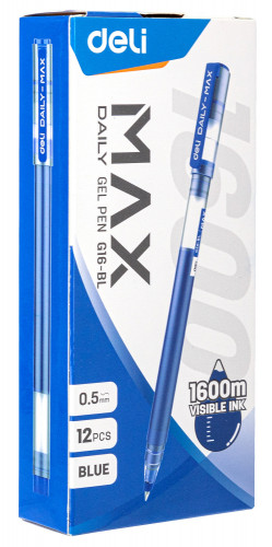 Ручка гелев. Deli Daily Max EG16-BL синий/прозрачный d=0.5мм син. черн.