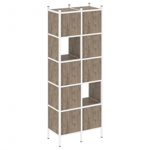 Loft Прямой стеллаж наборный VR.L-05 Тиквуд тёмный/Белый металл 862*446*1869