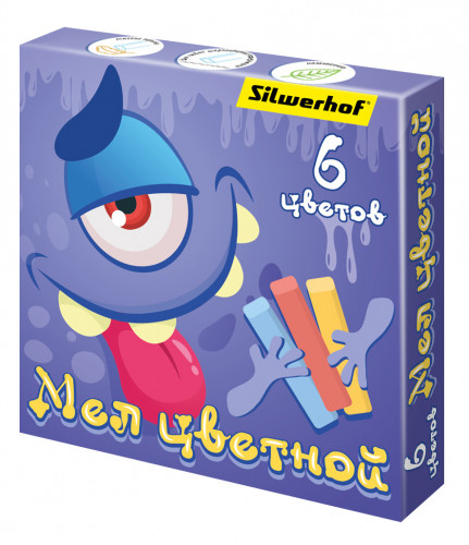 Мел цветной Silwerhof Монстрики 6цв. картон.кор.