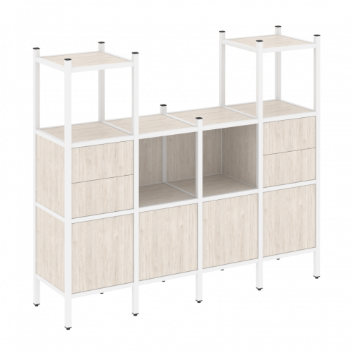 Loft Прямой стеллаж наборный VR.L-14 Денвер светлый/Белый металл 1694*446*1458