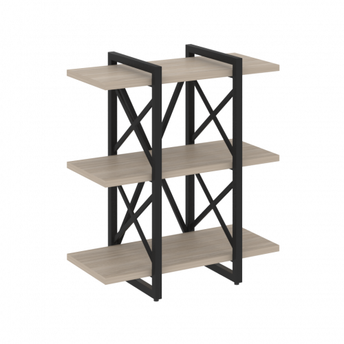 Loft Стеллаж на регулируемых опорах-3 полки VR.L-MST.O-3.4V Дуб аттик/Чёрный металл 800*400*910