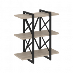 Loft Стеллаж на регулируемых опорах-3 полки VR.L-MST.O-3.4V Дуб аттик/Чёрный металл 800*400*910