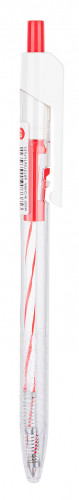 Ручка шариков. автоматическая Deli Arrow EQ24-RD прозрачный/белый d=0.7мм красн. черн.