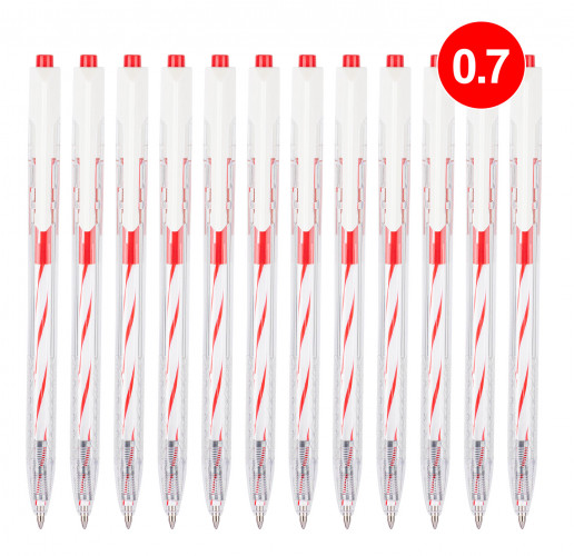 Ручка шариков. автоматическая Deli Arrow EQ24-RD прозрачный/белый d=0.7мм красн. черн.