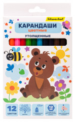 Карандаши цв. Silwerhof Jumbo Веселые друзья 6мм шестигран. дерево ассорти 12цв. коробка/европод.