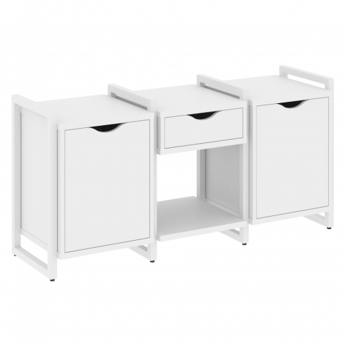 Loft Тумба на регулируемых опорах наборная. Вариант №7 VR.L-TN-7.O Белый бриллиант/Белый металл 1440*460*719