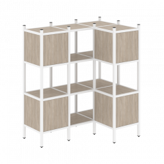 Loft Угловой внутренний стеллаж наборный VR.L-29 Дуб аттик/Белый металл 1278*862*1458