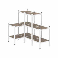 Loft Угловой внутренний стеллаж наборный VR.L-37 Тиквуд тёмный/Белый металл 862*1278*1047