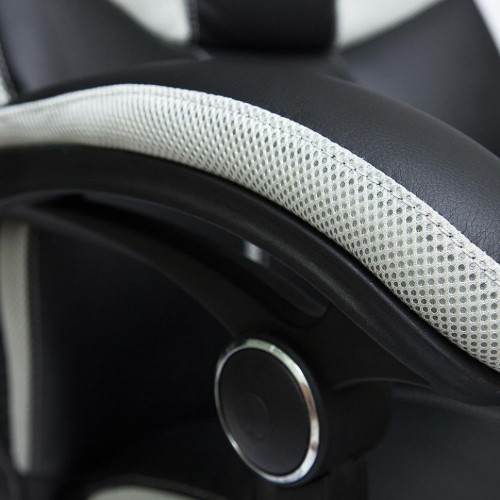 Кресло CAMBRIDGE, кож/зам/ткань, черный/св.серый, 36-6/14