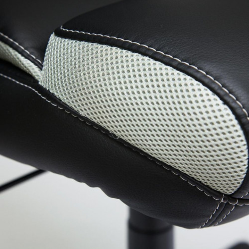 Кресло CAMBRIDGE, кож/зам/ткань, черный/св.серый, 36-6/14