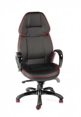 Кресло руководителя  Виннер CX0248H01 black+red piping