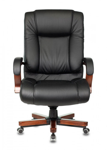 Кресло руководителя Бюрократ T-9925WALNUT черный кожа/кожзам крестов. металл/дерево