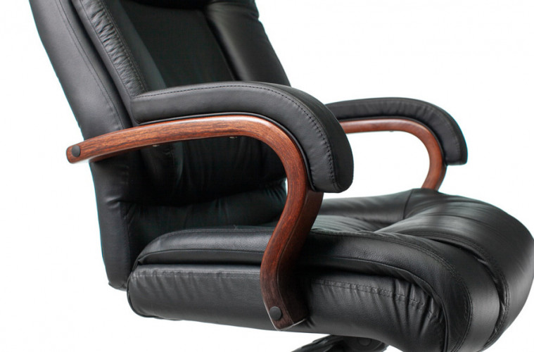 Кресло руководителя Бюрократ T-9925WALNUT черный кожа/кожзам крестов. металл/дерево