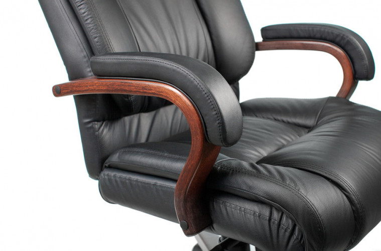 Кресло руководителя Бюрократ T-9925WALNUT черный кожа/кожзам крестов. металл/дерево