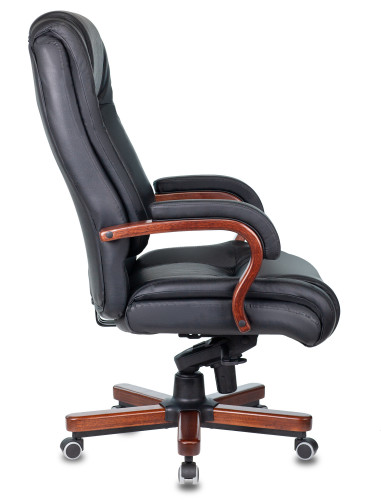 Кресло руководителя Бюрократ T-9925WALNUT черный кожа/кожзам крестов. металл/дерево
