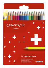 Карандаши цв. Carandache 1284.818 Swisscolor перманентный шестигран. дерево коробка/европод. (18шт)