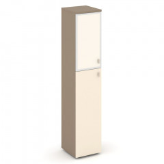 Estetica Шкаф высокий узкий лев. (1 сред. фасад ЛДСП+1 низ. фасад стекло лакобель в раме) ES.SU-1.7R (L) I Латте/Сатин/Лакобель ivory 400*420*1977