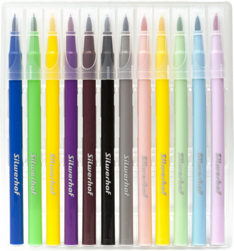 Фломастеры Silwerhof Монстрики 10мм 169мм кисть Вентилируемый 12цв. пакет с европодвесом